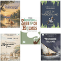World Classics Collection – Set of 5 Books | Alice in Wonderland, Sherlock Holmes, Huckleberry Finn, Tom Sawyer & Treasure Island